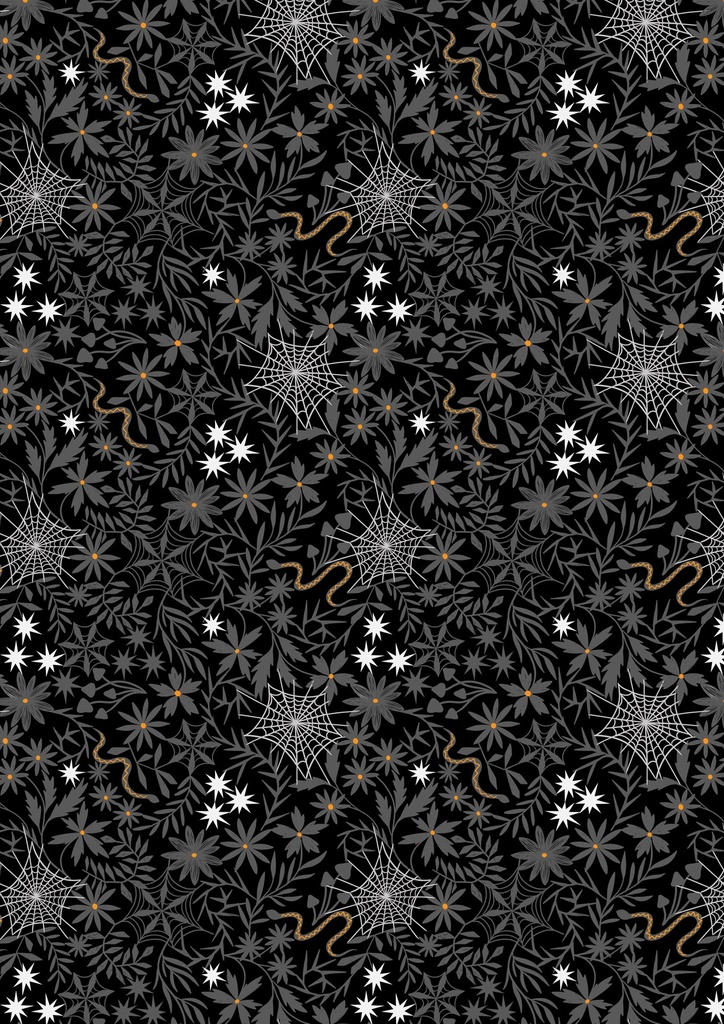 SALE - Floral Cobwebs on Black