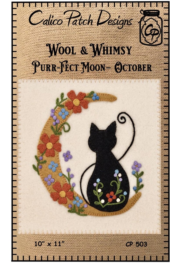 Wool & Whimsy Purr-fect Moon October Wall Hang Pattern