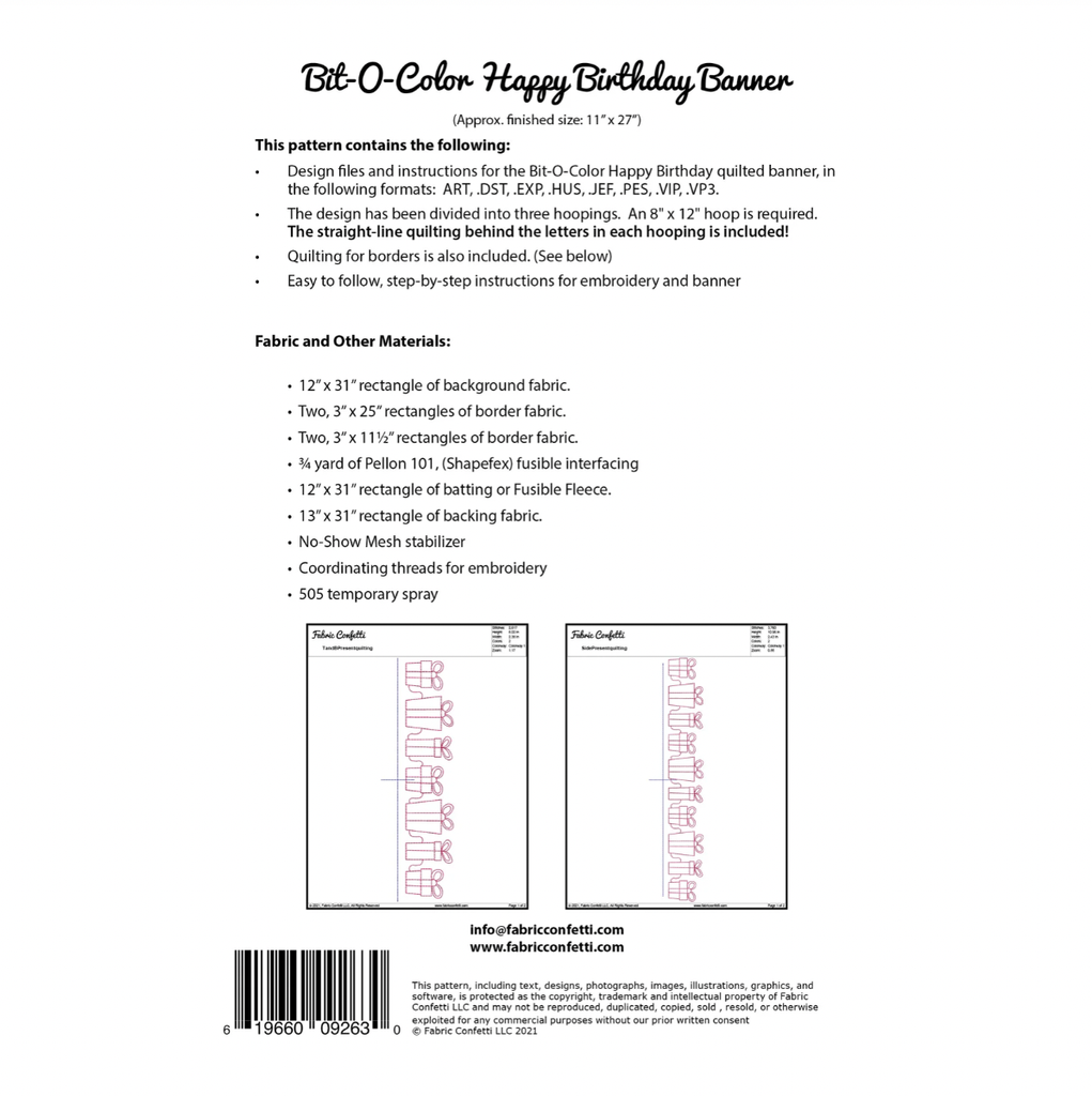 Bit-O-Color Happy Birthday Quilted Banner Pattern