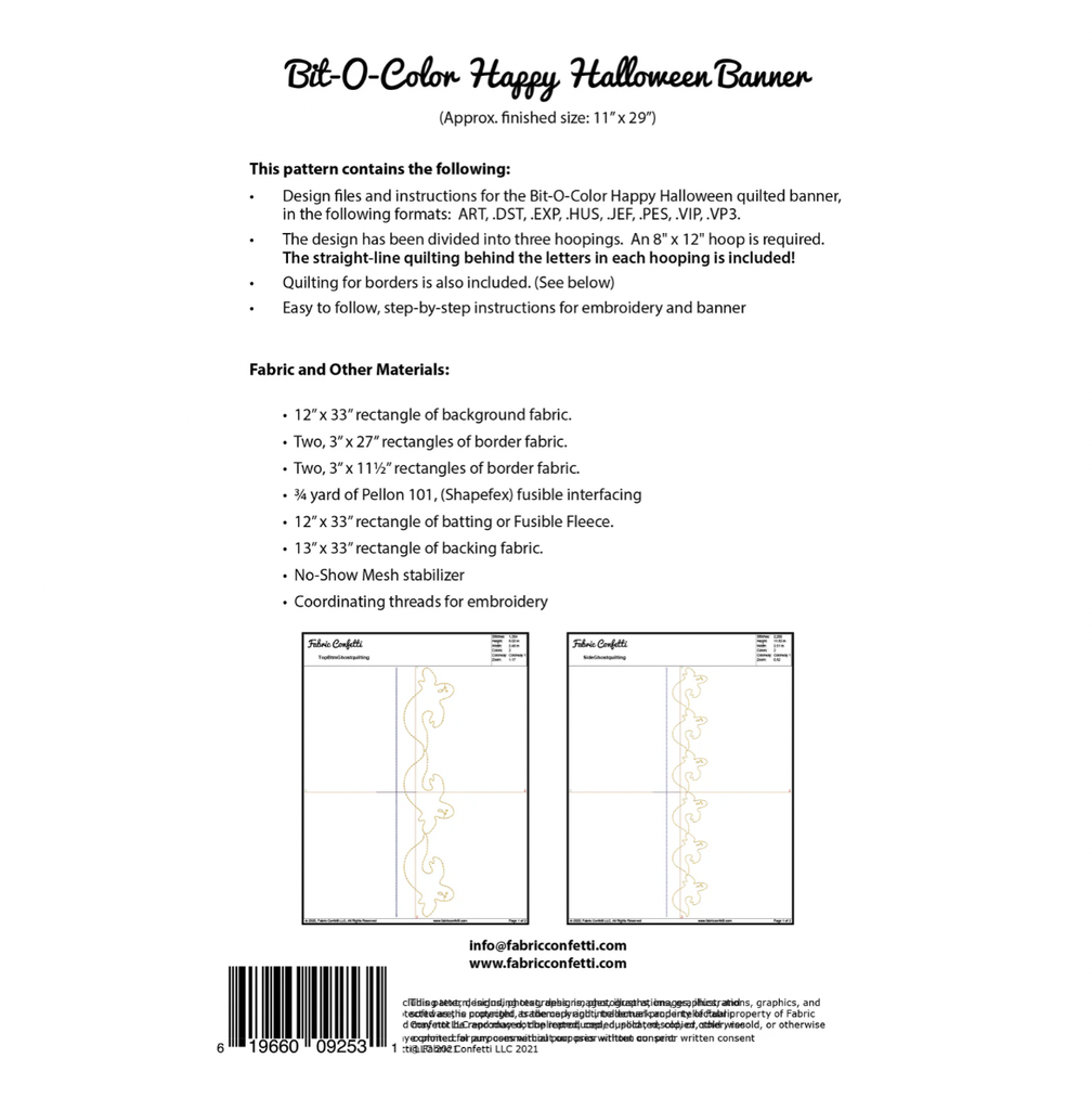 Bit-O-Color Happy Halloween Quilted Banner Pattern