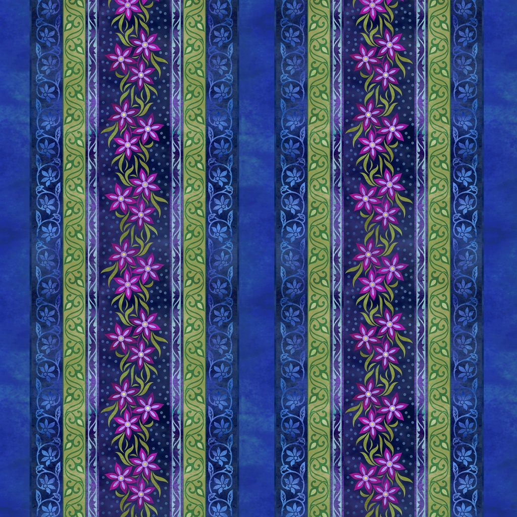 Counterpoint II Floral Stripe Blue