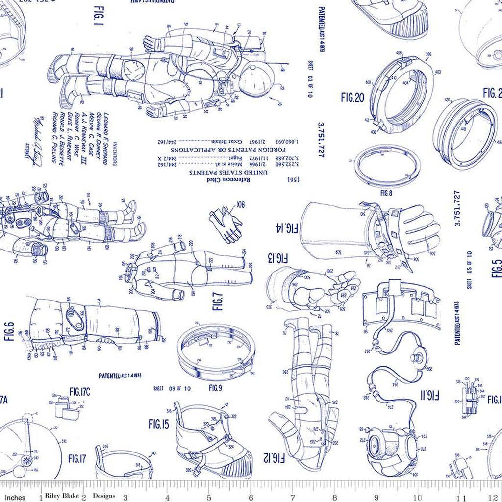 Outer Space by NASA Spacesuit Patent White