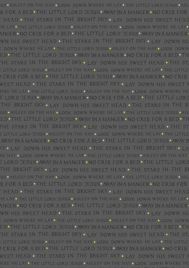 Away in a Manger on Grey with Gold Metalic