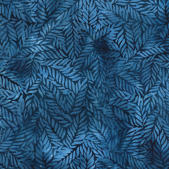 Mini Tossed Leaves-Blue Blueberry Batik