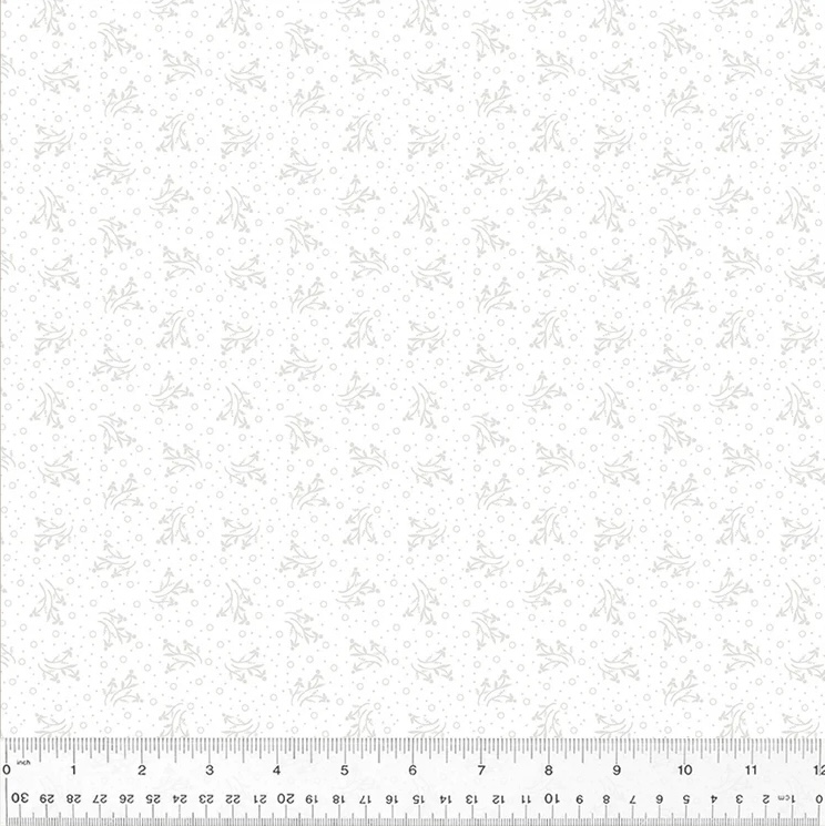 Frosting, Tossed Posy, White on White, Cotton