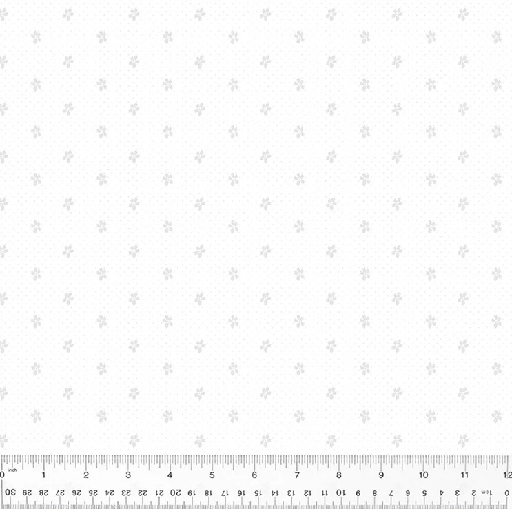 Frosting, Pin Dot Ditsy, White on White, Cotton