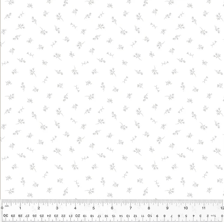 Frosting, Floral Spritz, White on White, Cotton