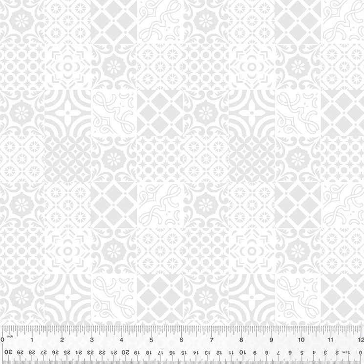 Frosting, Azulejo, White on White, Cotton