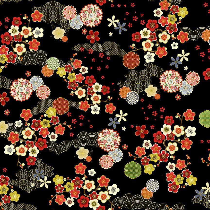 Lotus Garden Metallic - Geo Asian Floral