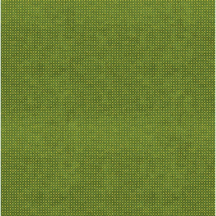 Lotus Garden Metallic - Asian Geo Dots - Green