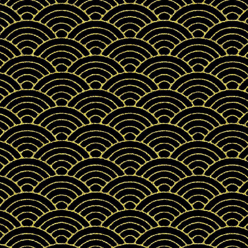 Lotus Garden Metallic - Japanese Seigaiha