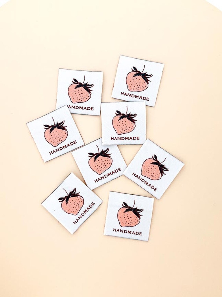 Minki Kim Peach Berry Woven Labels-Pkg of 8 labels