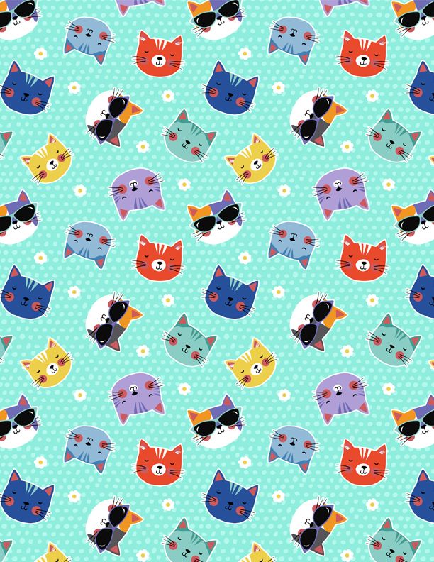 Cat Heads Teal