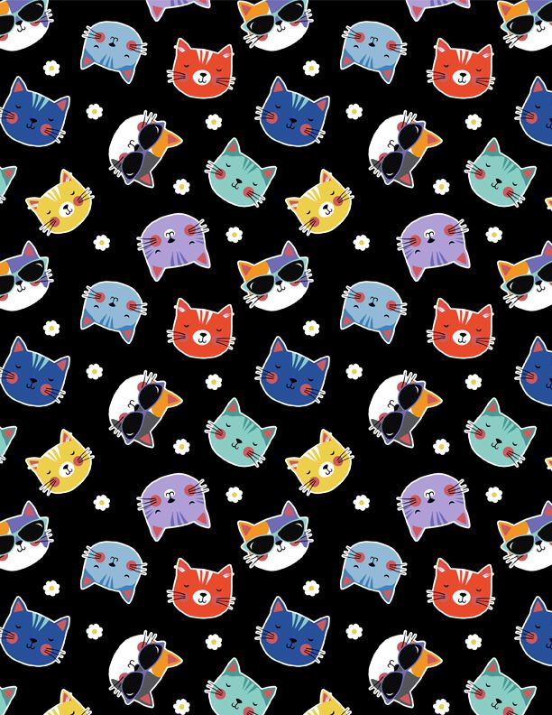 Cat Heads Black