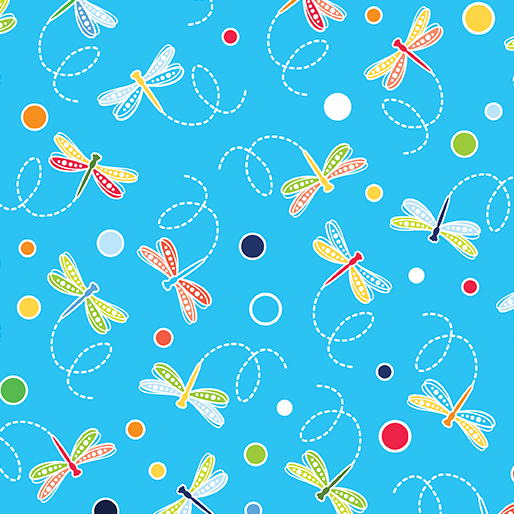 Rainforest Glow Dragonflies & Dots Medium Turquoise