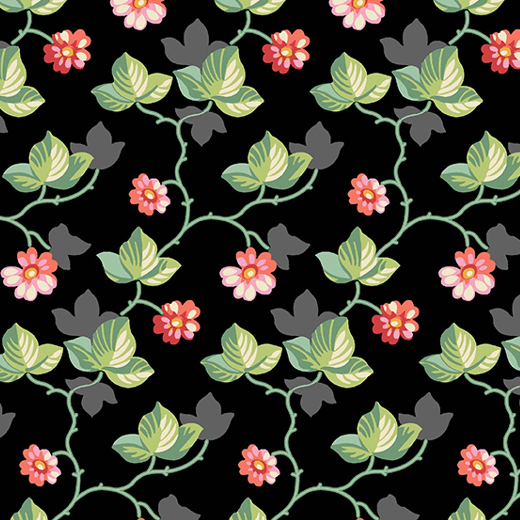 Poppies - Floral Vine Black