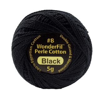 Eleganza 8wt 5-Gram Solid Perle Cotton Ball 42yd Black
