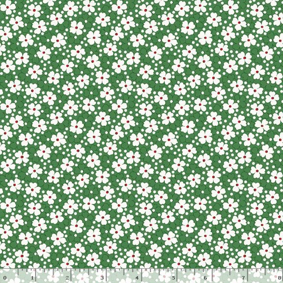 Aunt Grace Goes Bold Small Flowers Green