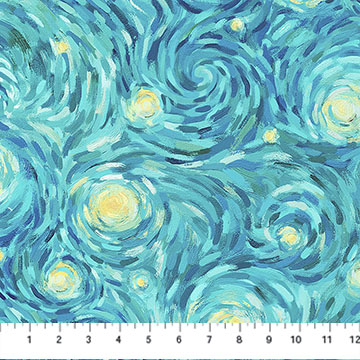 Starry Night Night Sky Teal Multi