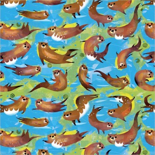 Animal Kingdom Swimming Otters Cyan
