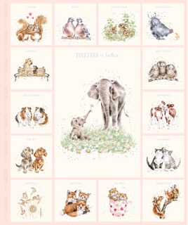 Together is Better Elephant Panel Pale Pink 36"