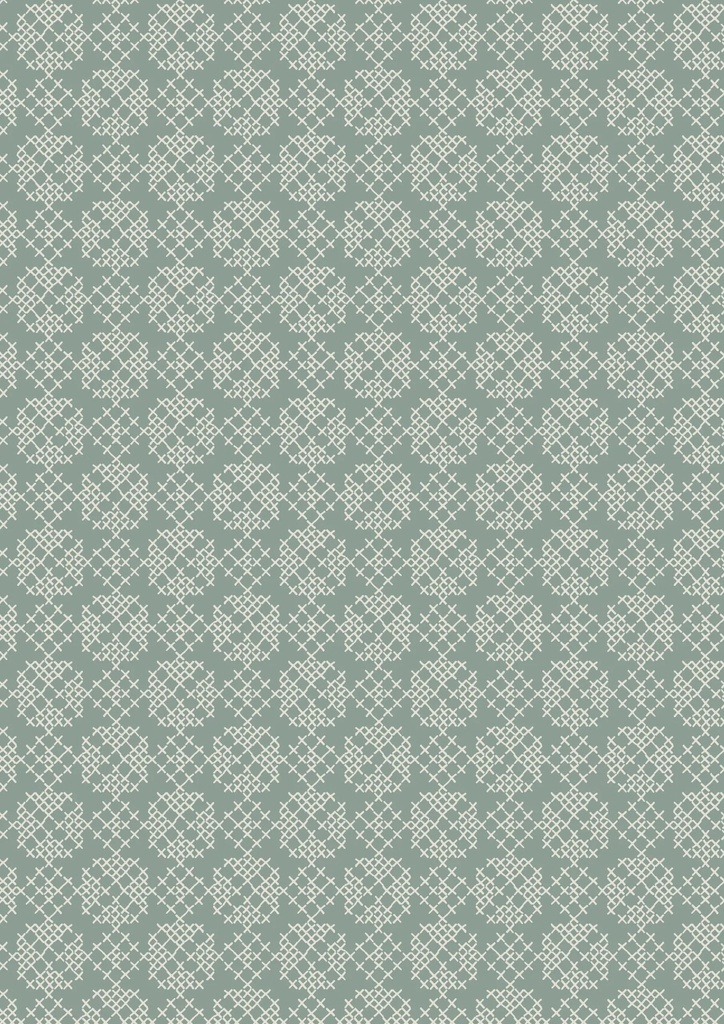 Folk Floral Cross Stitch on Iced Sage
