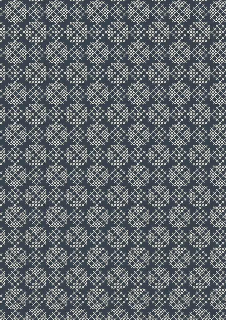 Folk Floral Cross Stitch on Navy Blue