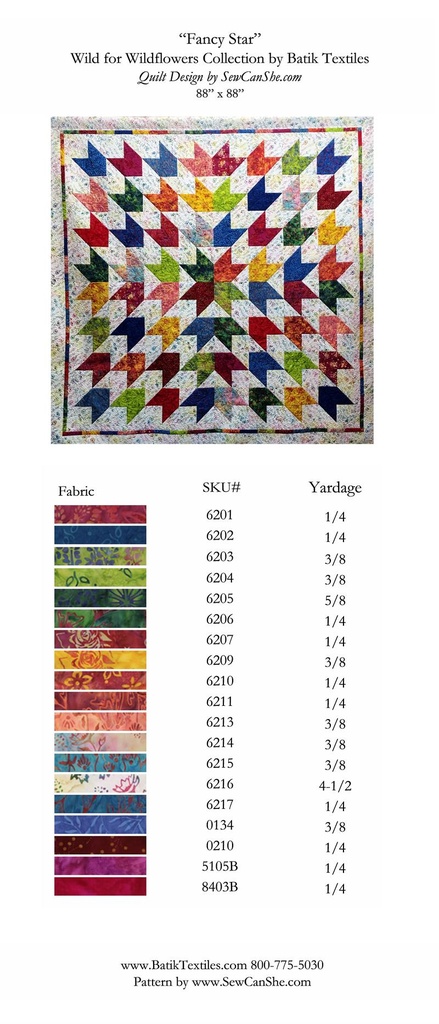 Trunk Show Fancy Star Quilt Kit 88" x 88"