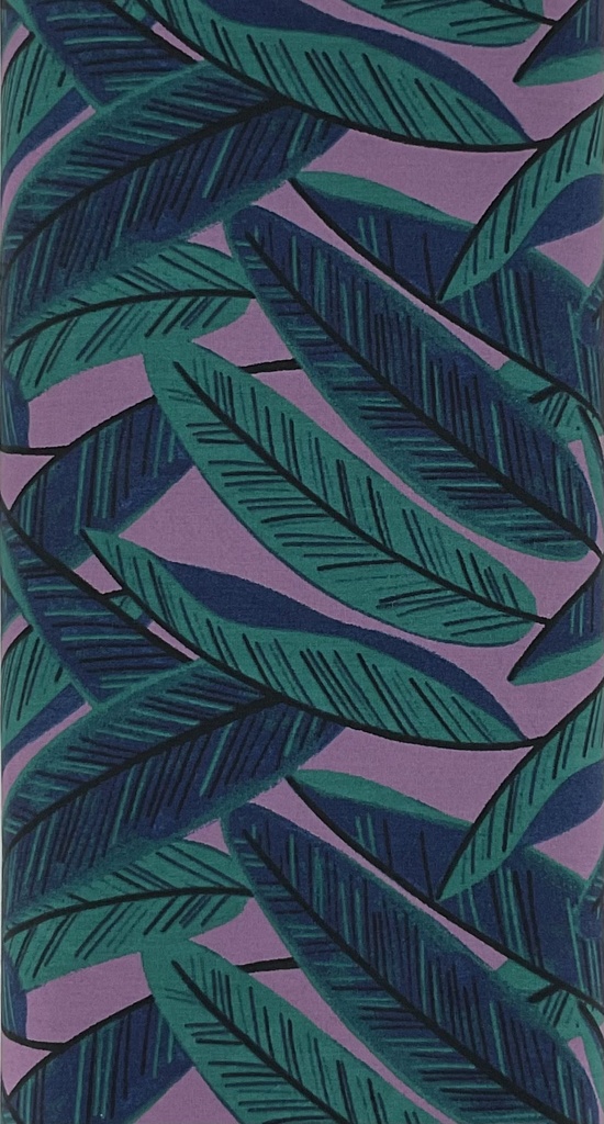 Teal and Navy Oversized Leaves on Pink from Japan