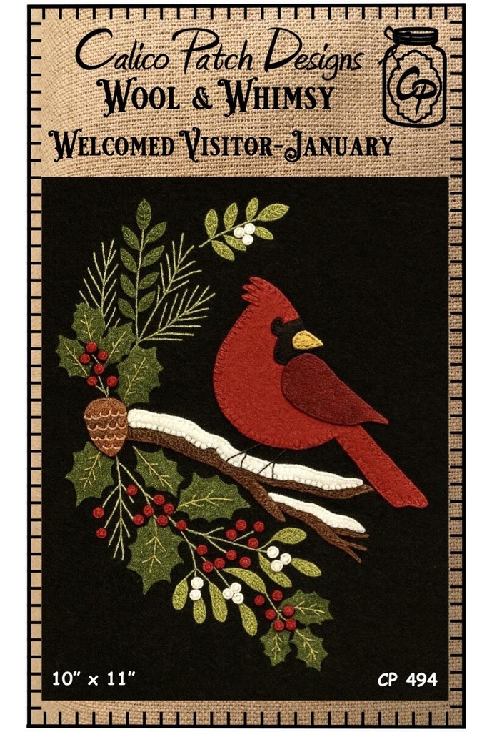 Wool & Whimsy Welcomed Visitor January Wall Hang Pattern
