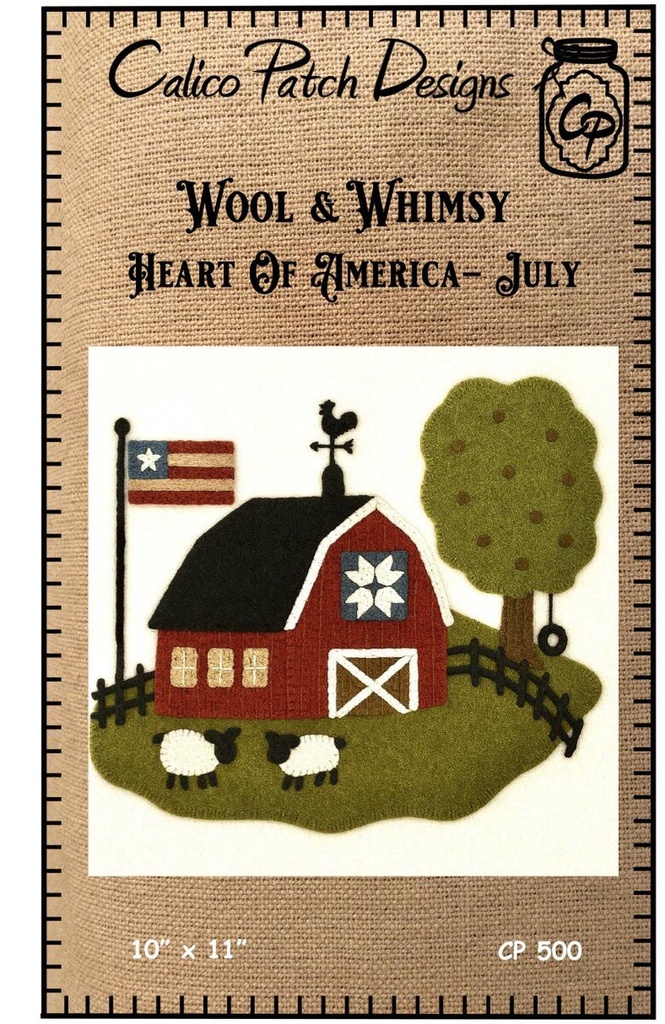 Wool & Whimsy Heart of America July Wall Hang Pattern