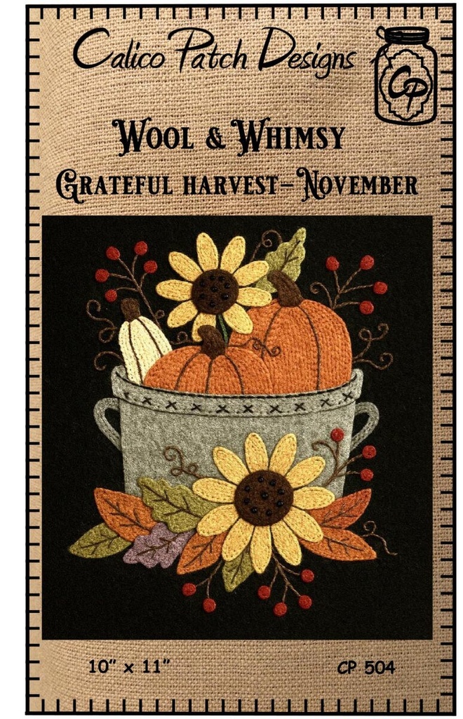 Wool & Whimsy Grateful Harvest November Wall Hang Pattern