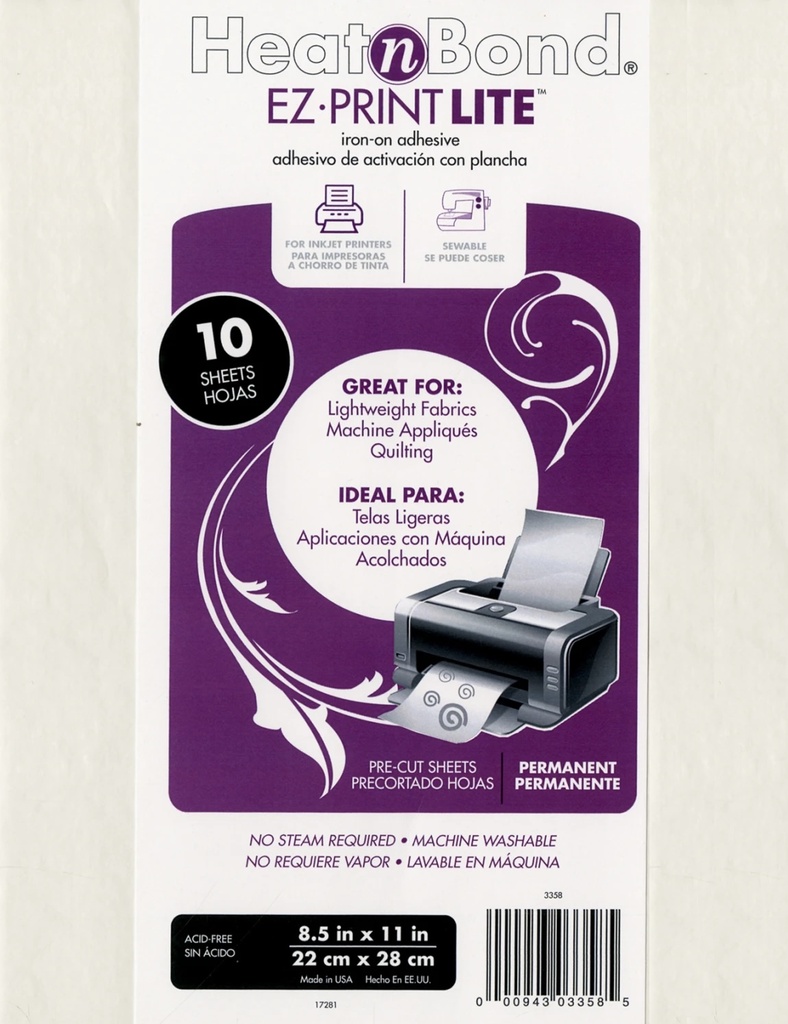 Heat N' Bond Ez Print Lite 8-1/2x11in