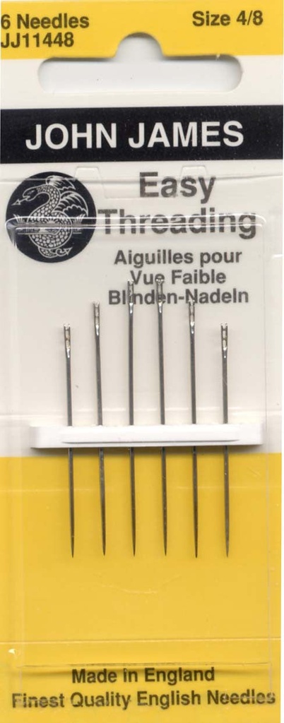 John James Self / Easy Threading Needles Assorted Sizes 4/8 6ct