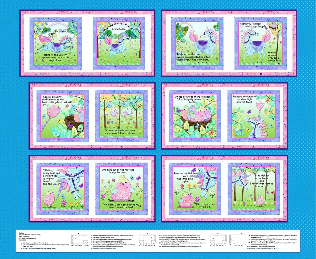 Moon Beam Rain Moonbeams & Rainbows Soft Book Panel 36in Cyan