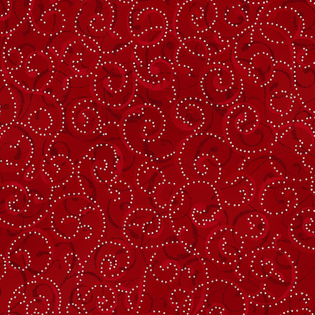 SALE-Holiday Wishes Dotty Scroll Crimson/Silver