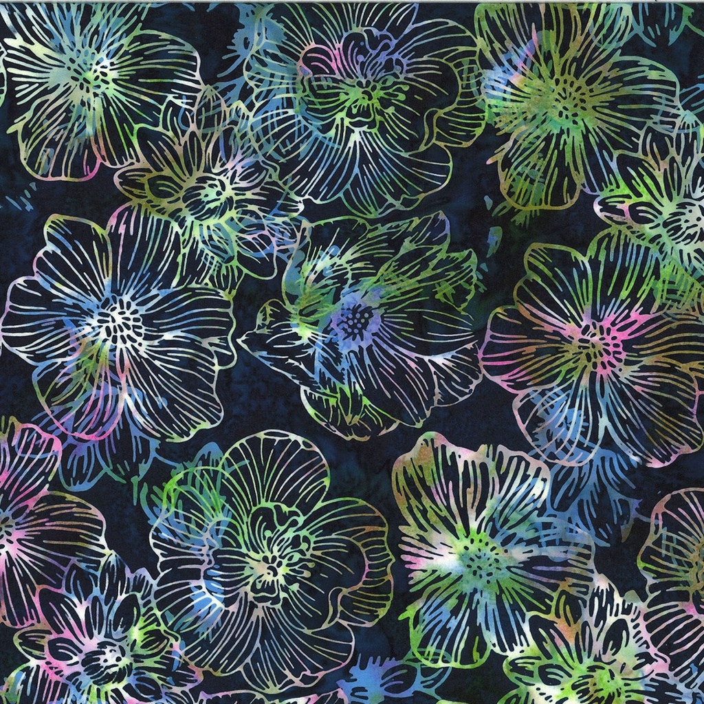 Bali Batik Outline Flowers Spring