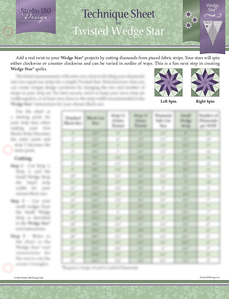 Twisted Wedge Star Technique Sheet - Studio 180