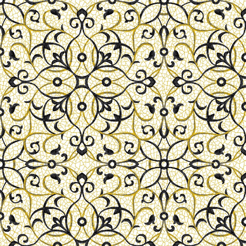 White Tile Medallion with Metallic