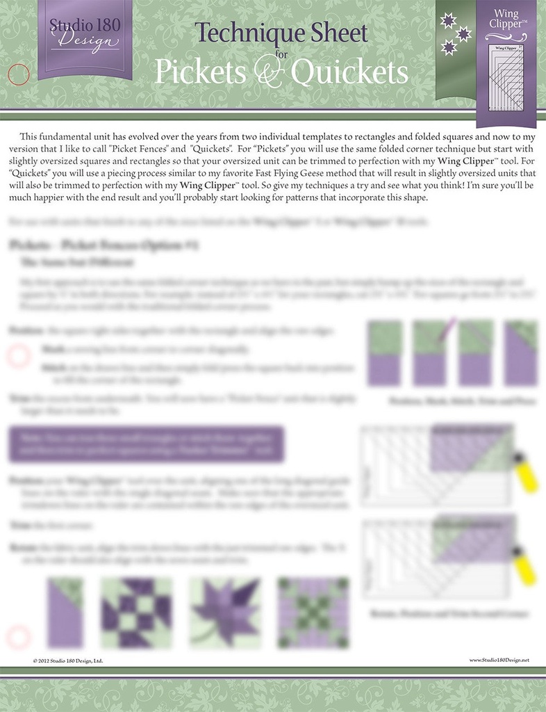 Pickets and Quickets Technique Sheet-Studio 180