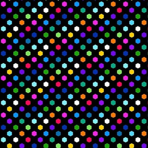 Cheerful and Colorful Black Hexi Dots