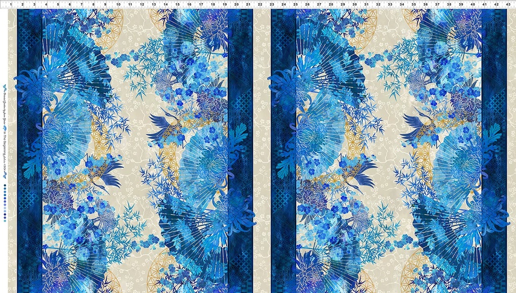 Oriental Gardens Borders Blue Gold