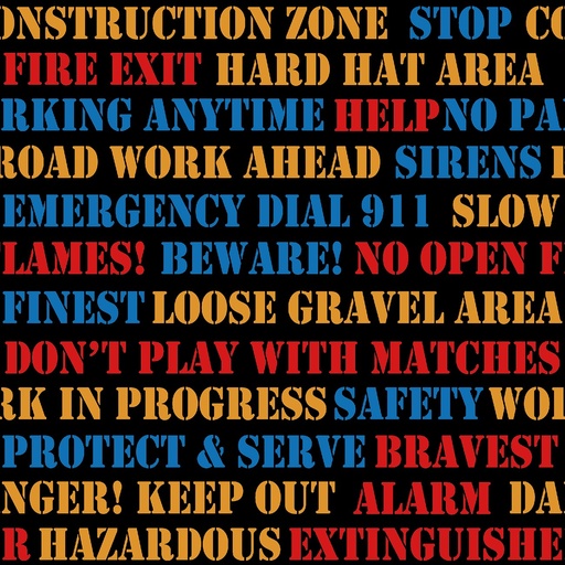 [385-99] SALE - Construction Zone Construction Words Black
