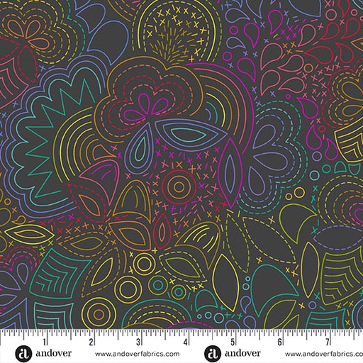 [A-1446-K] Color Wheel Night Rainbow Stitched by Allison Glass