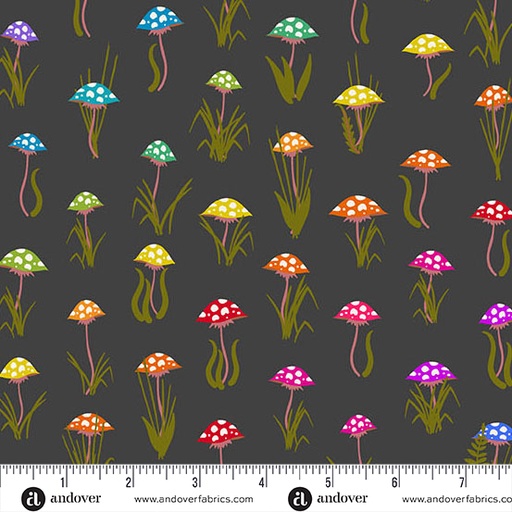 [A-1444-K] Color Wheel Night Mushroom Parade by Allison Glass