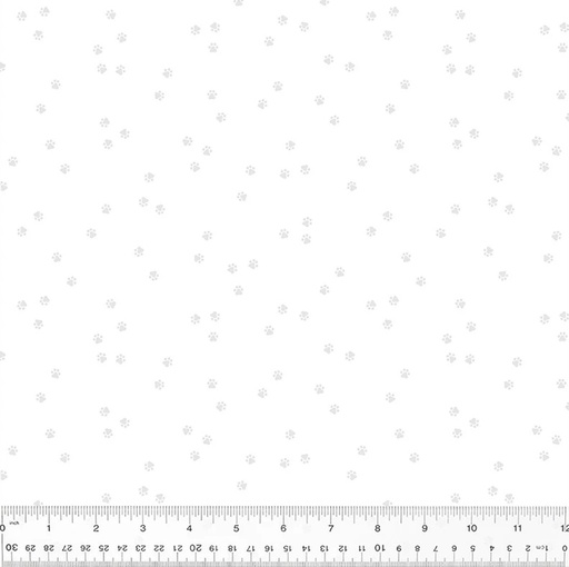 [54602-1] Frosting, Puppy Paws, White on White, Cotton