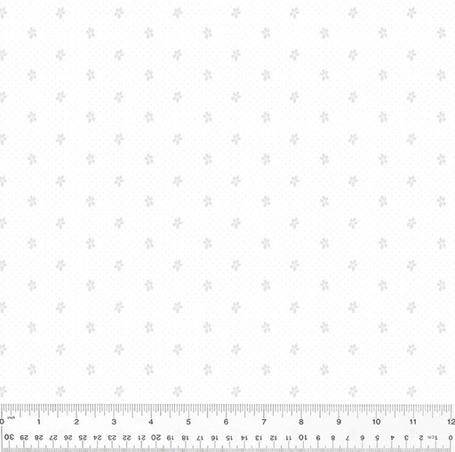 [54606-1] Frosting, Pin Dot Ditsy, White on White, Cotton