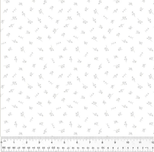 [54613-1] Frosting, Floral Spritz, White on White, Cotton