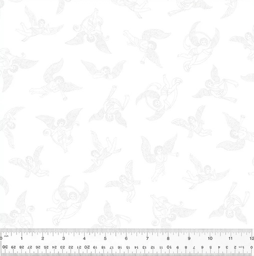 [54614-1] Frosting, Cherubs, White on White, Cotton