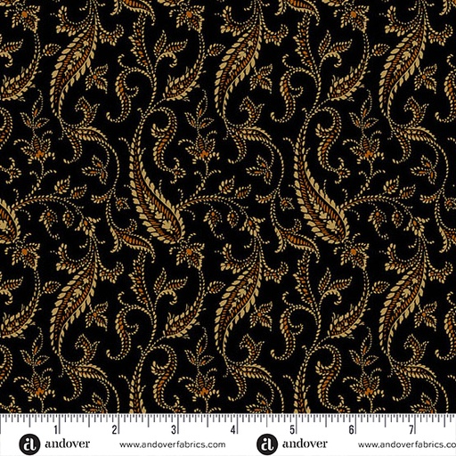 [A-5601-K] Bridgeport - Black Paisley Vines